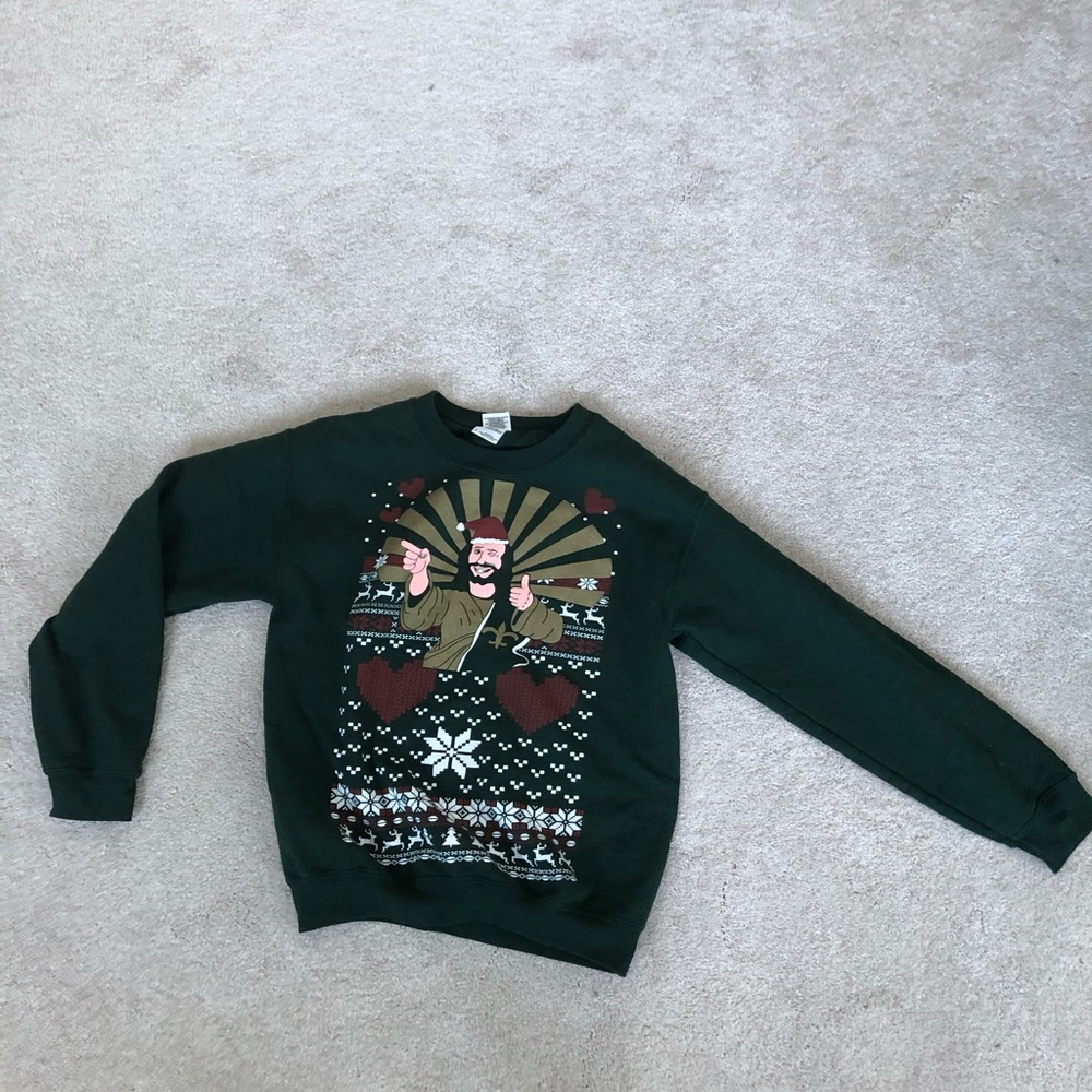 Green Jesus Christmas sweater